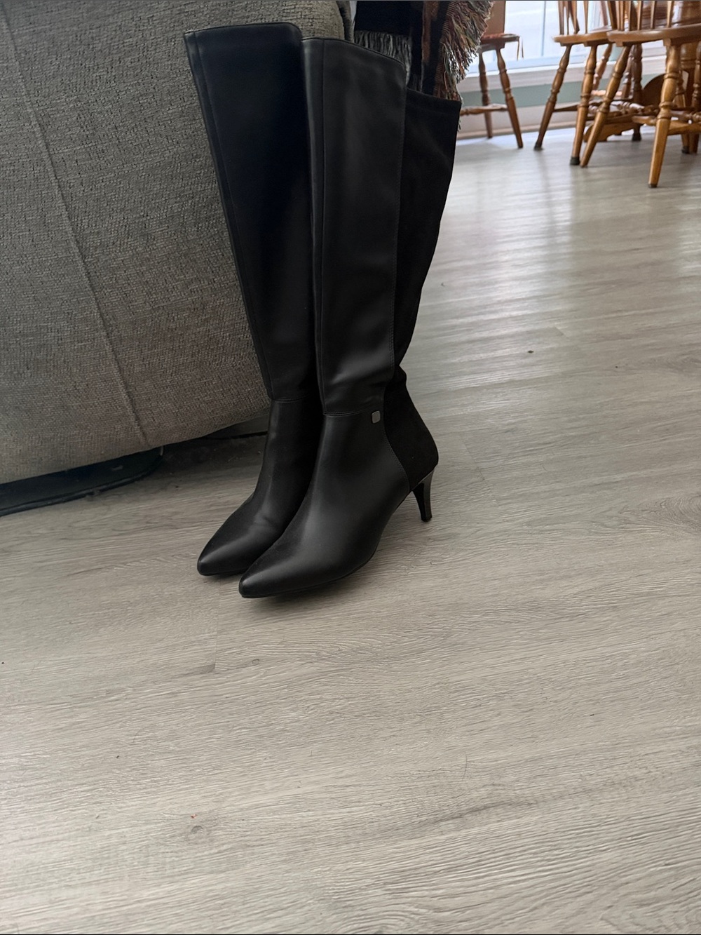 Alfani Step N Flex Classic Black Knee-High Heeled Boots Sz 10 EUC worn once